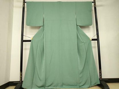 平和屋着物●上質な色無地　利休鼠色　正絹　逸品　AABL5466ck