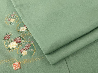 平和屋着物●上質な色無地　利休鼠色　正絹　逸品　AABL5466ck