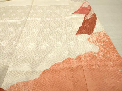 平和屋着物●創業460年・千總　振袖　絞り　駒刺繍　舞蝶文　正絹　逸品　AABL5467ck
