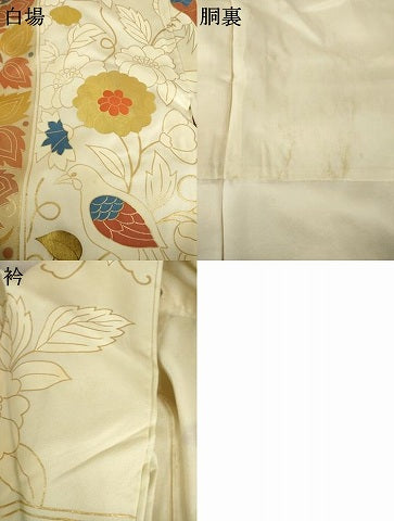 平和屋着物●豪華振袖　駒刺繍　花鳥唐草文　金彩　正絹　逸品　AABL5471ck