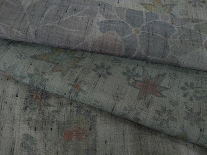 平和屋着物●上質な紬　横段花文　百柄　正絹　逸品　AABL5476ck