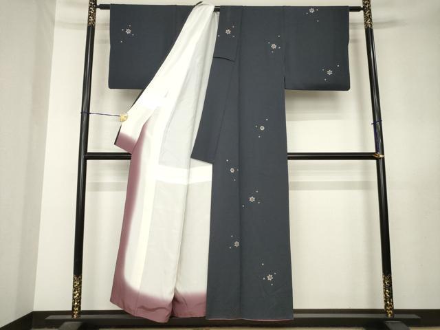 平和屋着物●上質な小紋　刺繍　雪華　金銀糸　嘘つき襦袢　正絹　逸品　AABL5479ck