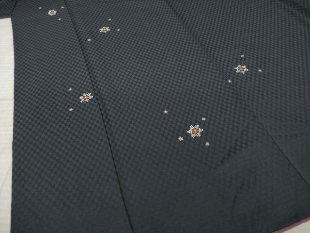 平和屋着物●上質な小紋　刺繍　雪華　金銀糸　嘘つき襦袢　正絹　逸品　AABL5479ck