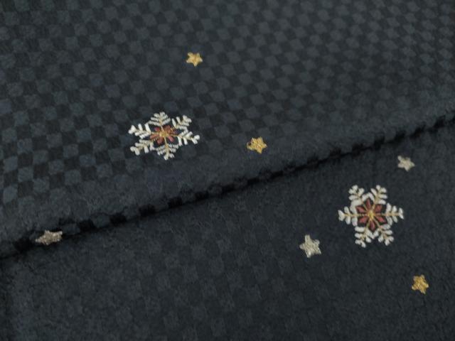 平和屋着物●上質な小紋　刺繍　雪華　金銀糸　嘘つき襦袢　正絹　逸品　AABL5479ck