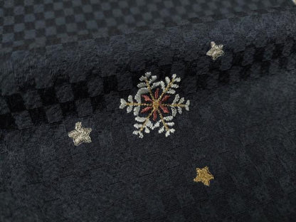 平和屋着物●上質な小紋　刺繍　雪華　金銀糸　嘘つき襦袢　正絹　逸品　AABL5479ck