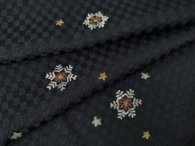 平和屋着物●上質な小紋　刺繍　雪華　金銀糸　嘘つき襦袢　正絹　逸品　AABL5479ck