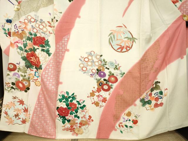 平和屋着物●豪華振袖　駒刺繍　草花文　金銀彩　正絹　逸品　AABL5488ck