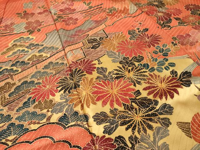 平和屋着物●豪華振袖　駒刺繍　風景花文　金彩　正絹　逸品　AABL5489ck