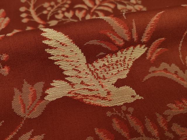 平和屋着物●お召　花鳥文　金銀糸　正絹　逸品　未使用　AABL5490ck