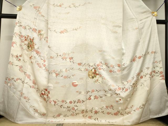 平和屋着物●訪問着　駒刺繍　雪輪花文　金彩　正絹　逸品　AABL5491ck