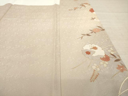 平和屋着物●訪問着　駒刺繍　雪輪花文　金彩　正絹　逸品　AABL5491ck