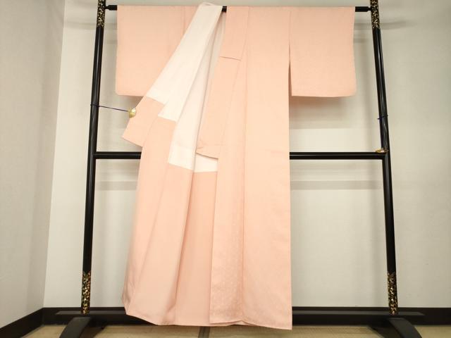 平和屋着物●上質な色無地　毘沙門亀甲地紋　一斤染色　正絹　逸品　AABL5492ck
