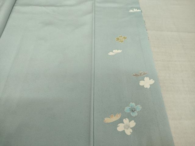 平和屋着物●名門・上野家　四代目 上野真(二代目 上野為二)　訪問着　刺繍　草花文　暈し染め　金糸　正絹　逸品　未使用　AABL5494ck