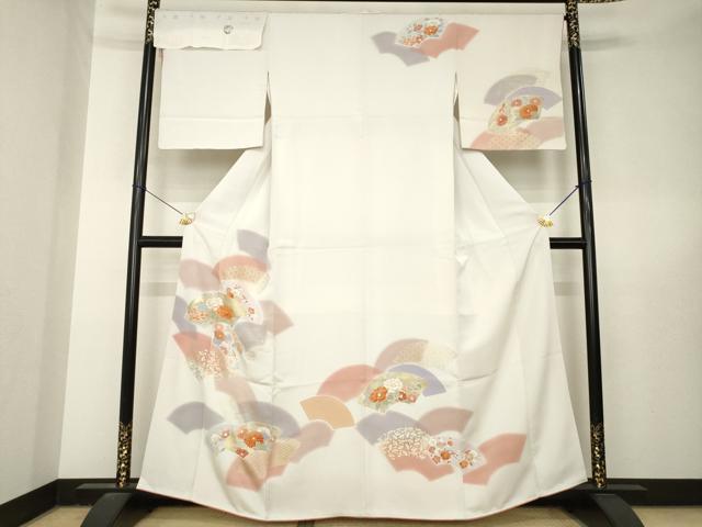 平和屋着物●創業460年・千總　訪問着　駒刺繍　地紙花文　伊勢丹扱い　反端付き　金彩　正絹　逸品　AABL5495ck
