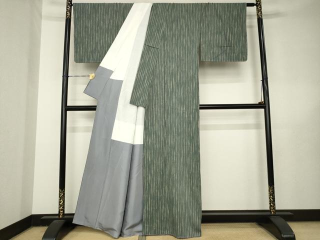 平和屋着物●浦野理一　経節紬　霞文　正絹　逸品　AABL5496ck
