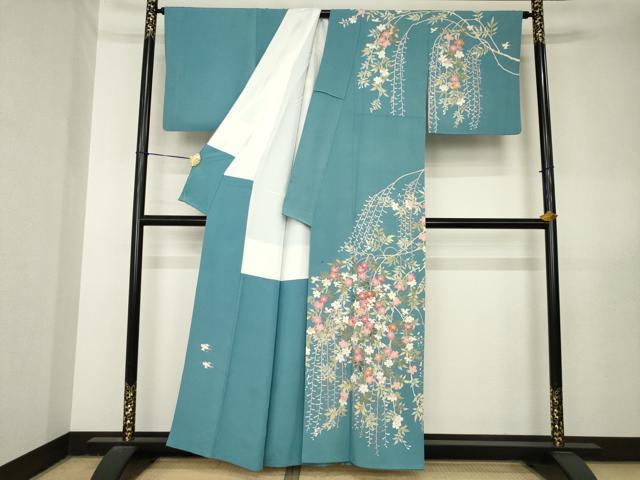 平和屋着物●本加賀友禅作家　西川健一　訪問着　花鳥文　正絹　逸品　AABL5497ck
