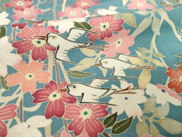 平和屋着物●本加賀友禅作家　西川健一　訪問着　花鳥文　正絹　逸品　AABL5497ck