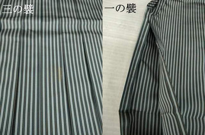 平和屋着物●男性　人間国宝　甲田綏郎　精好仙台平　行灯袴　縞　正絹　逸品　AABL5498ck