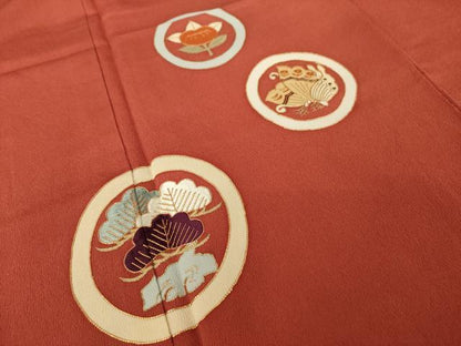 平和屋着物●銀座　志ま亀　訪問着　駒刺繍　吉祥花丸文　金彩　たとう紙付き　正絹　逸品　AABL5500ck