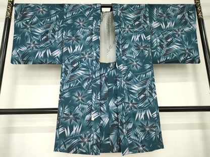 平和屋着物＃長羽織　草花文　丹後ちりめん　反端付き　正絹　逸品　AABL5501ck