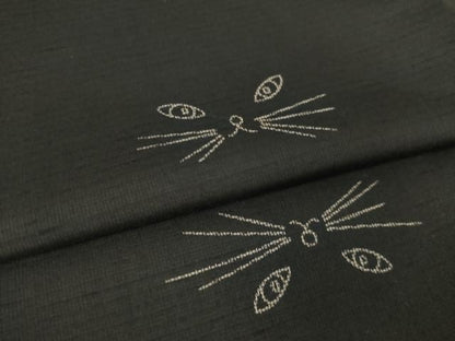 平和屋着物●本場縞大島紬　猫　ネコ　正絹　逸品　AABL5502ck