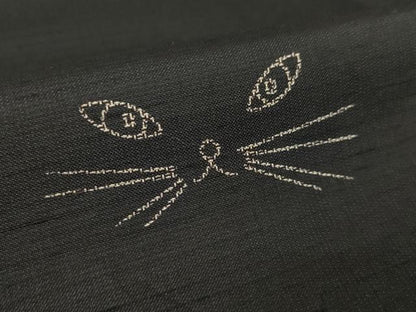 平和屋着物●本場縞大島紬　猫　ネコ　正絹　逸品　AABL5502ck