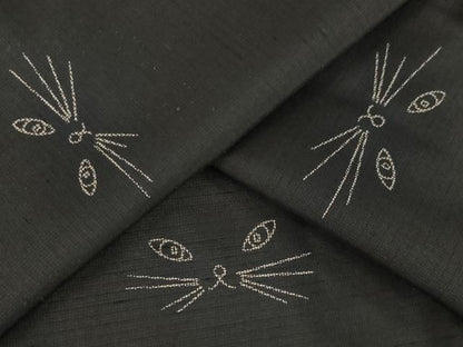 平和屋着物●本場縞大島紬　猫　ネコ　正絹　逸品　AABL5502ck