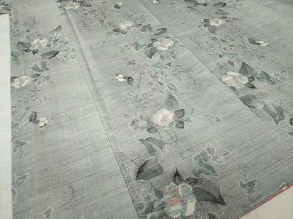 平和屋着物●小千谷紬　花蔦草文　反端付き　正絹　逸品　AABL5507ck