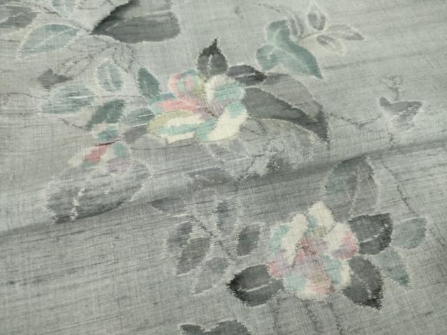 平和屋着物●小千谷紬　花蔦草文　反端付き　正絹　逸品　AABL5507ck
