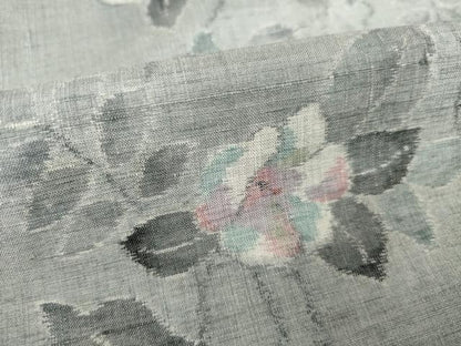 平和屋着物●小千谷紬　花蔦草文　反端付き　正絹　逸品　AABL5507ck