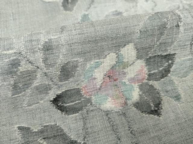 平和屋着物●小千谷紬　花蔦草文　反端付き　正絹　逸品　AABL5507ck