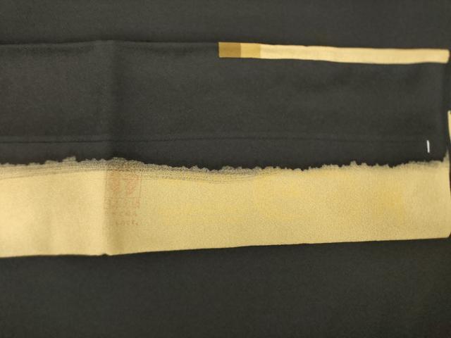 平和屋着物●訪問着　流水文　黒地　銀彩　ロング丈　正絹　逸品　AABL5508ck