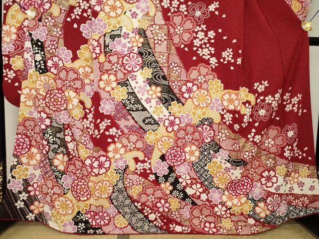 平和屋着物●豪華振袖　駒刺繍　流水花文　金彩　銀通し地　正絹　逸品　AABL5510ck