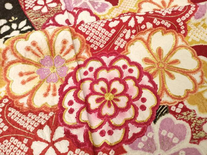 平和屋着物●豪華振袖　駒刺繍　流水花文　金彩　銀通し地　正絹　逸品　AABL5510ck