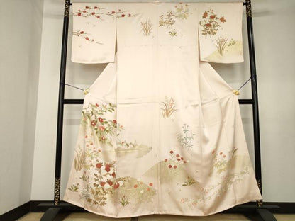 平和屋着物●訪問着　草花文　金彩　正絹　逸品　AABL5513ck