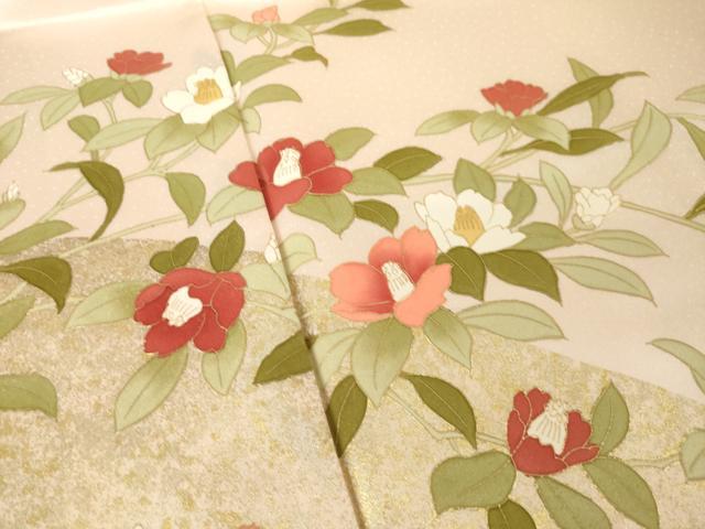 平和屋着物●訪問着　草花文　金彩　正絹　逸品　AABL5513ck