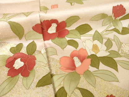 平和屋着物●訪問着　草花文　金彩　正絹　逸品　AABL5513ck
