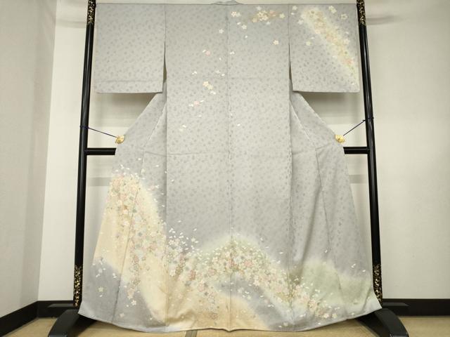 平和屋着物●訪問着　舞桜文　暈し染め　金彩　正絹　逸品　AABL5515ck