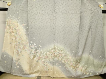 平和屋着物●訪問着　舞桜文　暈し染め　金彩　正絹　逸品　AABL5515ck