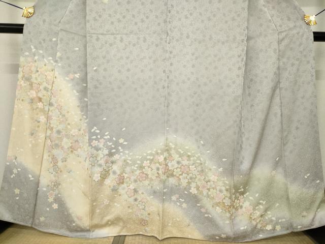 平和屋着物●訪問着　舞桜文　暈し染め　金彩　正絹　逸品　AABL5515ck