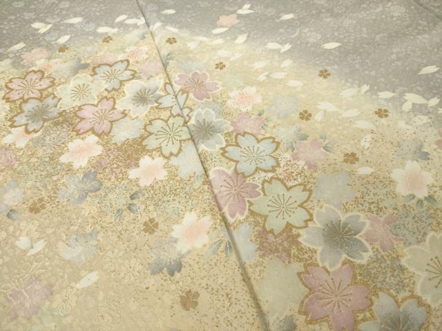 平和屋着物●訪問着　舞桜文　暈し染め　金彩　正絹　逸品　AABL5515ck