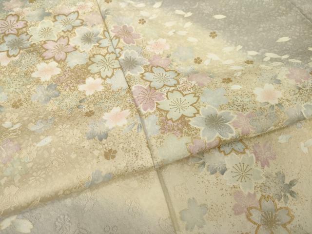 平和屋着物●訪問着　舞桜文　暈し染め　金彩　正絹　逸品　AABL5515ck