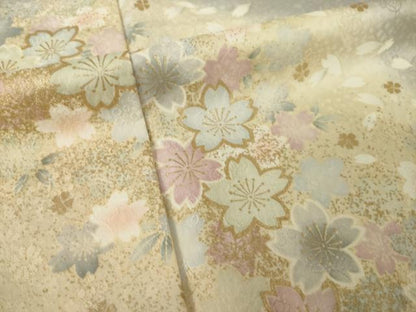 平和屋着物●訪問着　舞桜文　暈し染め　金彩　正絹　逸品　AABL5515ck