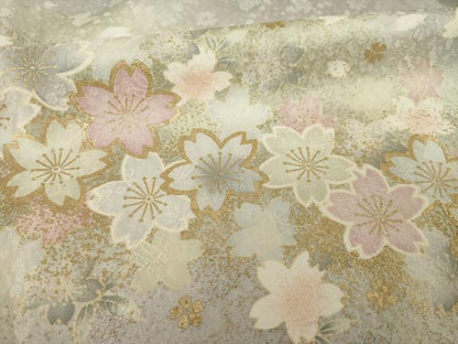 平和屋着物●訪問着　舞桜文　暈し染め　金彩　正絹　逸品　AABL5515ck
