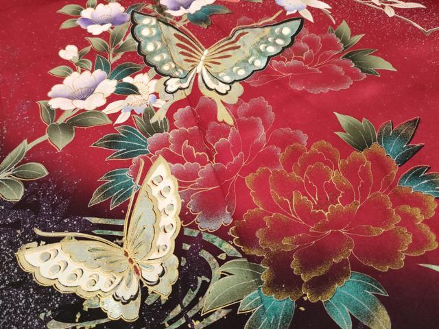 平和屋着物●豪華振袖　花蝶文　暈し染め　金銀彩　正絹　逸品　未使用　AABL5517ck
