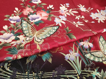平和屋着物●豪華振袖　花蝶文　暈し染め　金銀彩　正絹　逸品　未使用　AABL5517ck
