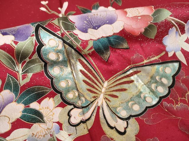 平和屋着物●豪華振袖　花蝶文　暈し染め　金銀彩　正絹　逸品　未使用　AABL5517ck