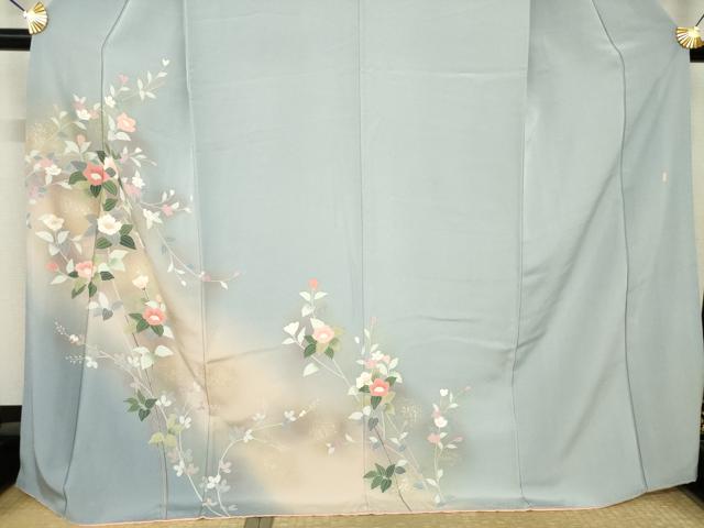 平和屋着物●訪問着　友禅　作家物　枝花文　暈し染め　金銀彩　ロング丈　正絹　逸品　AABL5518ck