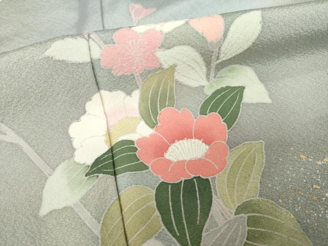 平和屋着物●訪問着　友禅　作家物　枝花文　暈し染め　金銀彩　ロング丈　正絹　逸品　AABL5518ck
