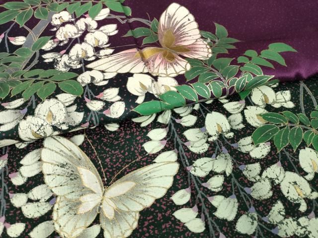 平和屋着物●豪華振袖　藤花房　花蝶文　金銀彩　正絹　逸品　AABL5519ck